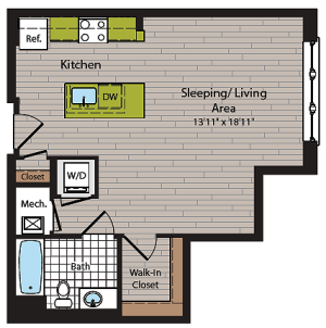 Studio Floor Plan | Washington DC Apartment For Rent | 360H Street 5