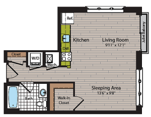 Studio Floor Plan | Washington DC Apartment For Rent | 360H Street 6