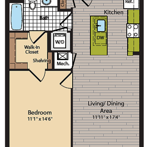 1 Bedroom Floor Plan | Washington DC Apartments | 360H Street 1