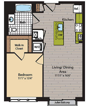 1 Bedroom Floor Plan | Washington DC Apartments | 360H Street 2