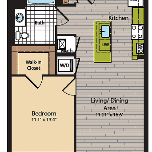 1 Bedroom Floor Plan | Washington DC Apartments | 360H Street 2