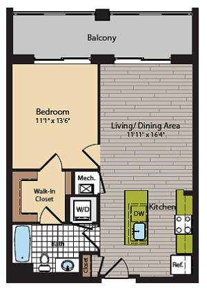 1 Bedroom Floor Plan | Washington DC Apartments | 360H Street 4