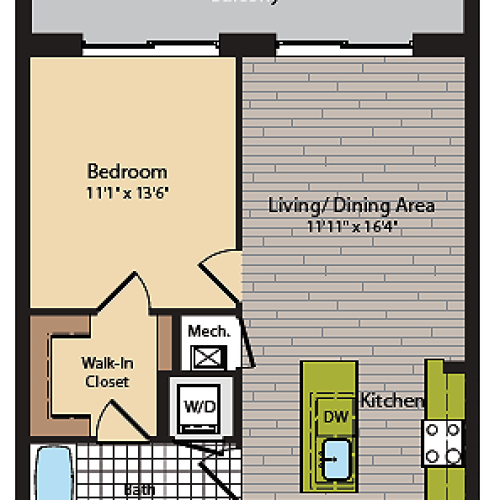 1 Bedroom Floor Plan | Washington DC Apartments | 360H Street 4