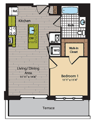 1 Bedroom Floor Plan | Washington DC Apartments | 360H Street 5