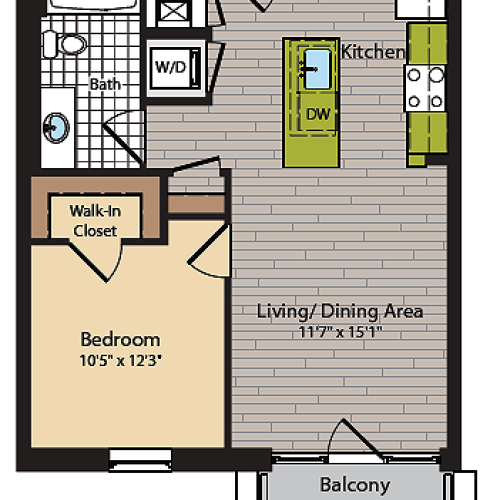 1 Bedroom Floor Plan | Washington DC Apartments | 360H Street 8