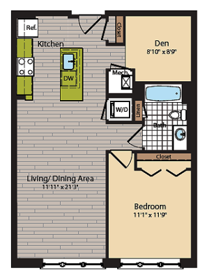 1 Bedroom Floor Plan | Washington DC Apartments | 360H Street 13