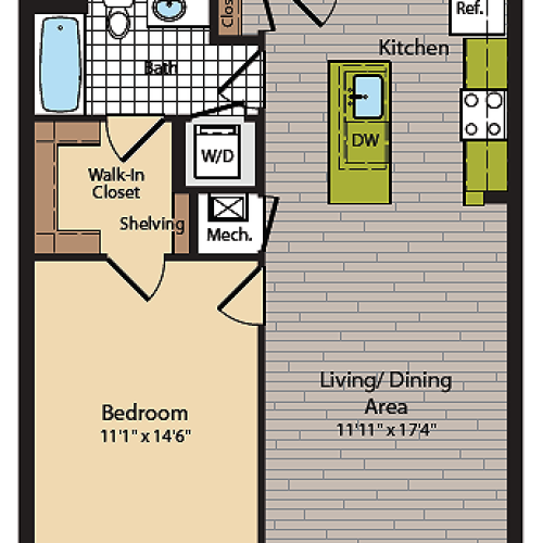 1 Bedroom Floor Plan | Washington DC Apartments | 360H Street 14