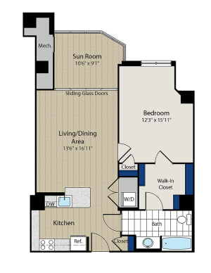 Monroe Two Floor Plan |  Meridian Gallery Place | Luxury Washington, DC Apartments