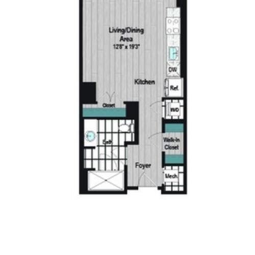 Image of M2 S-2a Floor Plan | Meridian on First | Navy Yard Apartments | Washington DC Apartments