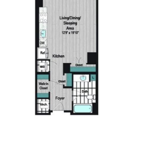 Image of M2 S-3 Floor Plan | Meridian on First | Navy Yard Apartments | Washington DC Apartments