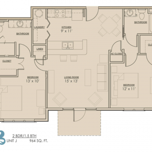 Floor Plan 4 | Baton Rouge Luxury Apartments | Bayonne at Southshore