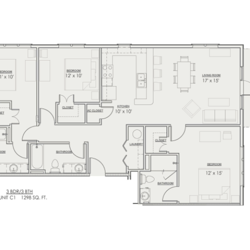 Floor Plan 8 | Apartments Baton Rouge | Bayonne at Southshore