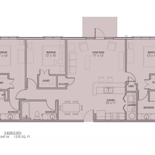 3 Bedroom Floor Plan | Apartments Near LSU | Bayonne at Southshore