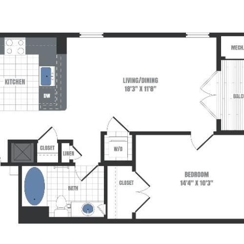 A3 Floorplan  | Apartments in Malvern, PA | Eastside Flats
