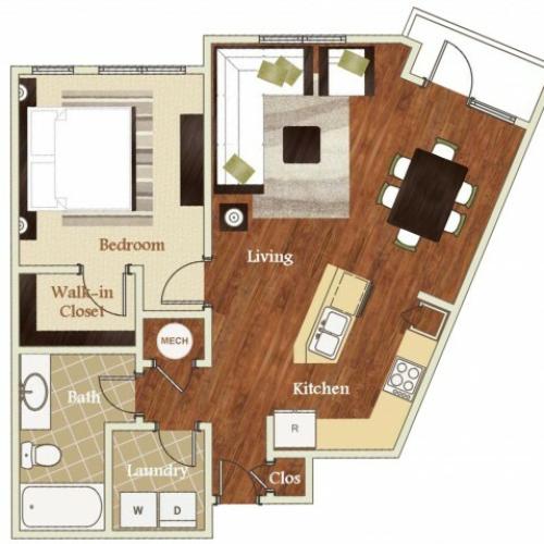 A1 floorplan model | Apartments in Cary, NC | Lofts at Weston