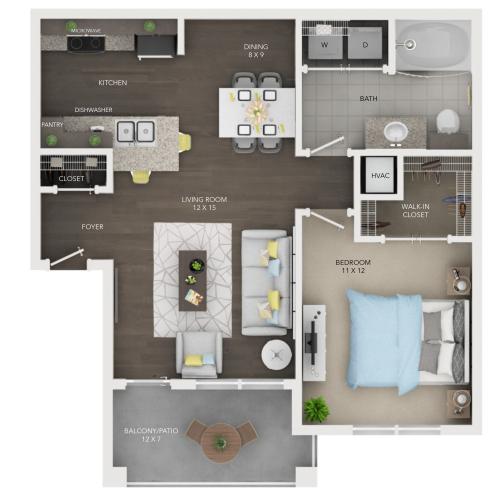 A1 | 1 bed 1 bath from 691 square feet | Sapphire Bay Apartments | Apartments In Baytown