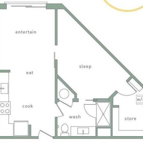 Avondale 1 Bedroom Floor Plan