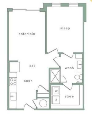 Caldwell 1 Bedroom Floor Plan