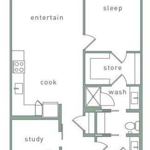 Crestline 1 Bedroom Floor Plan