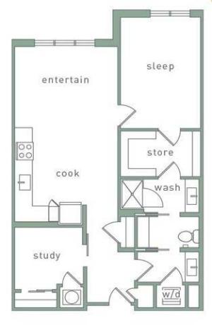 Crestline 1 Bedroom Floor Plan