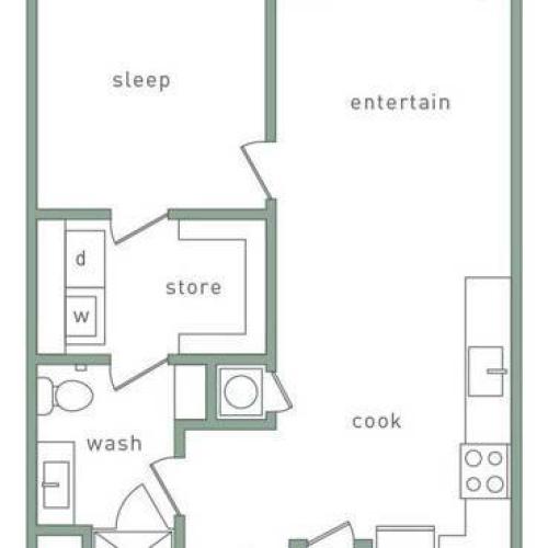 Magnolia 1 Bedroom Floor Plan