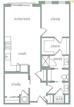 Redmont 1 Bedroom Floor Plan