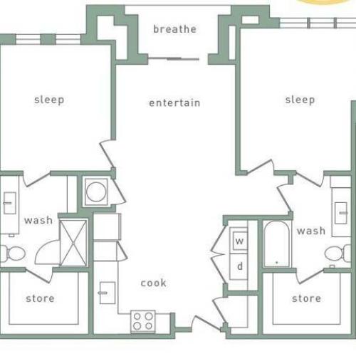 Clairmont 2 Bedroom Floor Plan