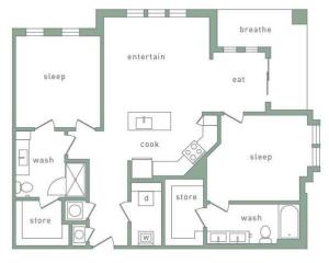 Eastside 2 Bedroom Floor Plan