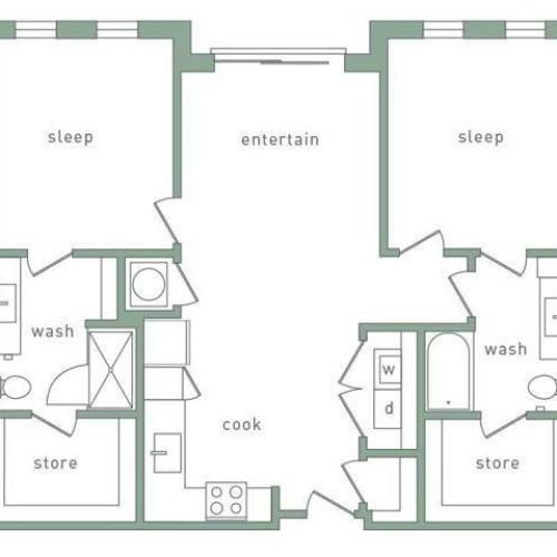 Forest Park 2 Bedroom Floor Plan