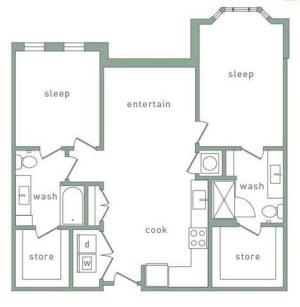Highland 2 Bedroom Floor Plan
