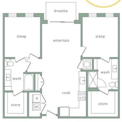 Hollywood 2 Bedroom Floor Plan