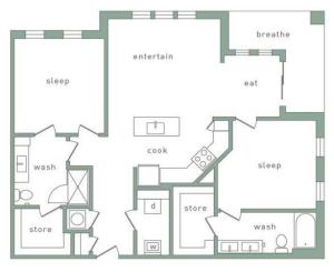 Southside 2 Bedroom Floor Plan