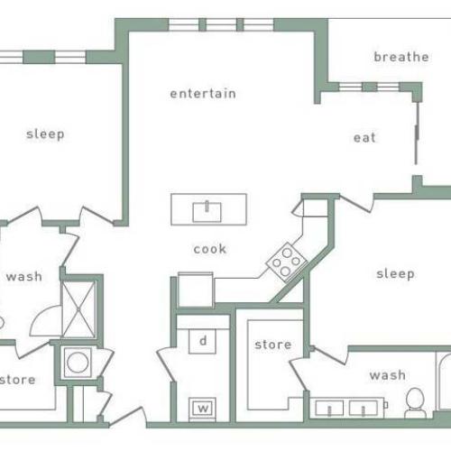 Southside 2 Bedroom Floor Plan