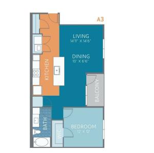 A3 1 Bedroom Floor Plan
