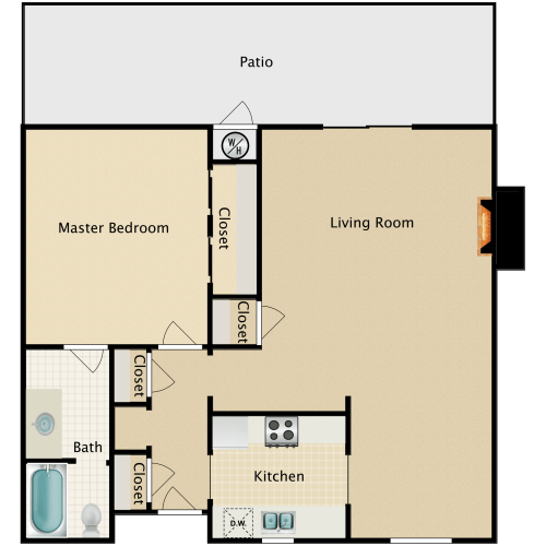 1 bedroom 1 bath floor plan