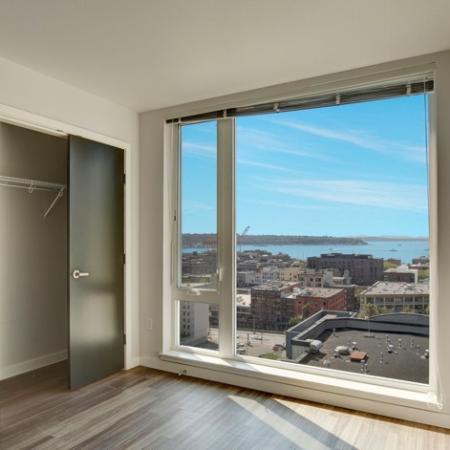 712 Living Room with Oversized Windows | HANA Apartments | Apartments Seattle WA
