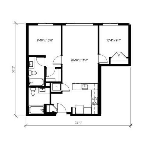 2 Bedroom Floor Plan | Augusta Apartments | Apartments in Seattle