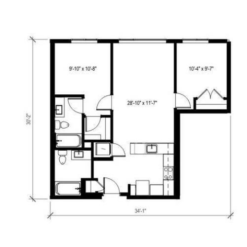 2 Bedroom Floor Plan | Augusta Apartments | Seattle Washington Apartments