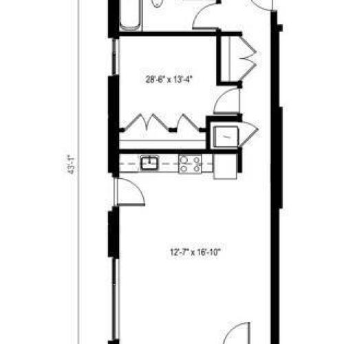 One Bedroom One Bath Floor Plan 6 | Augusta Apartments | Seattle Washington Apartments