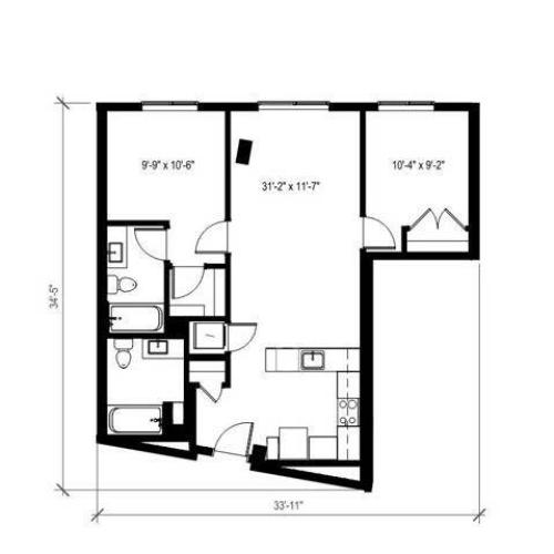 2 Bdrm Floor Plan | Augusta Apartments | Seattle Apartments for Rent