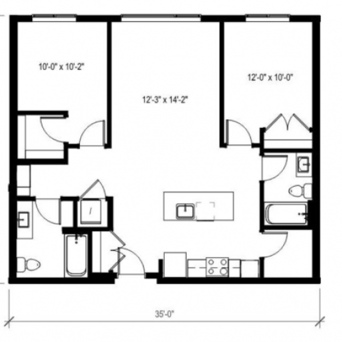 Two Bedroom Two Bath Floor Plan 8 | Augusta Apartments | Apartments in Seattle
