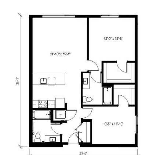 Two Bedroom Two Bath Floor Plan 9 | Augusta Apartments | Seattle Apartments for Rent
