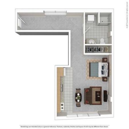 Studio Floor Plan | Apartments For Rent In Bellevue, WA | Sylva on Main Apartments