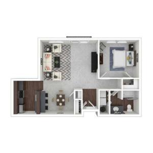 1 Bdrm Floor Plan | Studio Apartments In Dupont Wa | Trax at DuPont Station