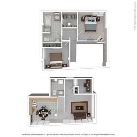 2 Bedroom Floor Plan | Apartments For Rent In Bellevue, WA | Sylva on Main Apartments