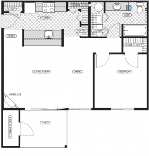 1 Bedroom Floor Plan | Dupont Washington Apartments | Trax at DuPont Station