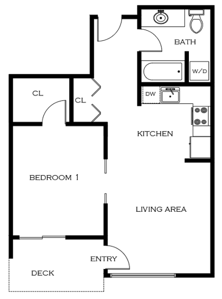 1 Bedroom Floor Plan | Apartments For Rent In Portland Oregon | 5819 Glisan
