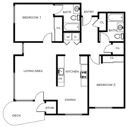 2 Bedroom Floor Plan | Portland Oregon Apartments For Rent | 5819 Glisan