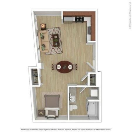 Studio Floor Plan | Apartments For Rent In Portland, OR | Tanner Flats Apartments