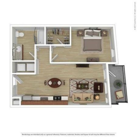 1 Bedroom Floor Plan | Apartments For Rent In Portland, OR | Tanner Flats Apartments